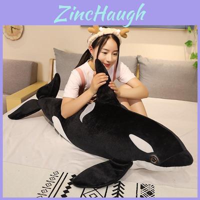Realistic Tiger Whale Plush Toy Soft Stuffed Animal Ocean Creature Humpback Whale Pillow Doll