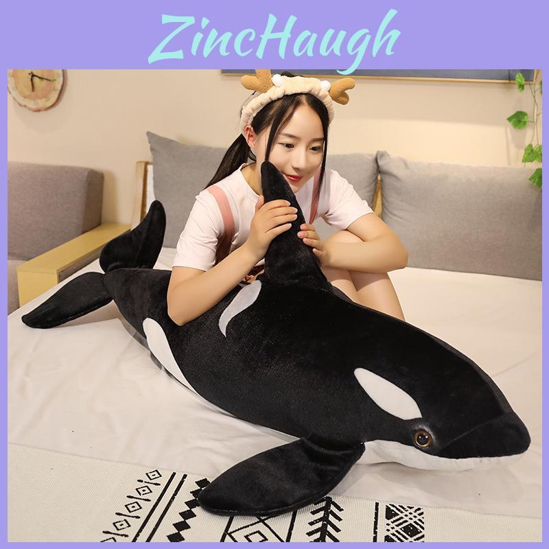 Realistic Tiger Whale Plush Toy Soft Stuffed Animal Ocean Creature Humpback Whale Pillow Doll