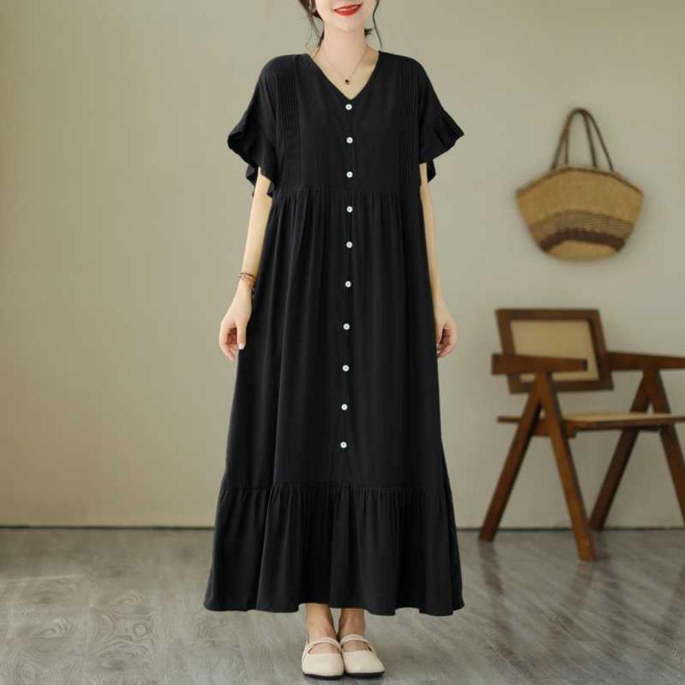 V-neck Loose Long Dress