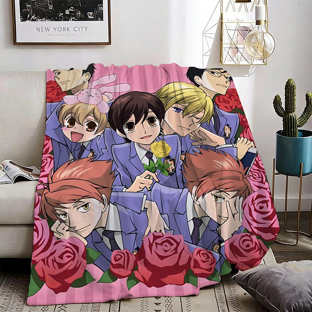 Anime Ouran High School Host Club Throw Lightweight 240g Flannel Blanket Soft Skin-friendly for Summer Cooling 75X95CM