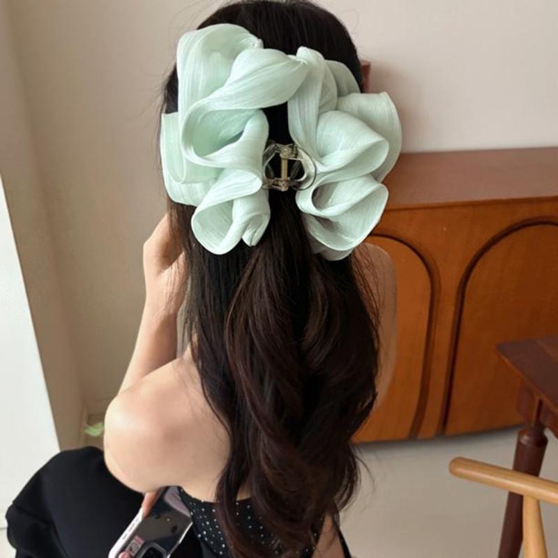 Korean Style Pleated Cloud Crab Claw Hair Clip Mesh Flower Bud Hair Clip Shark Clip Women Accessories