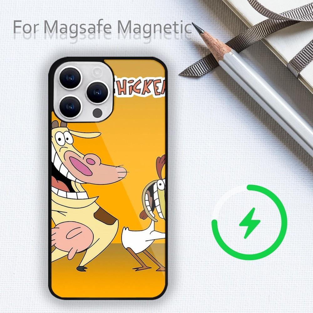 

Cartoon Cow and Chicken Phone Case For iPhone 15 14 13 12 11 Plus Pro Max Magsafe Magnetic Wireless Charging iPhone15