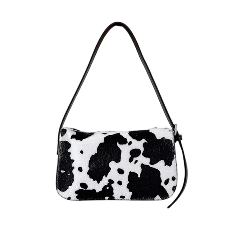 Shoulder Bag for Women Cow Print Slings Hobos Handbag Retro Clutches Purse with Zipper Closure for Evening Party Daily чёрный 2200₽