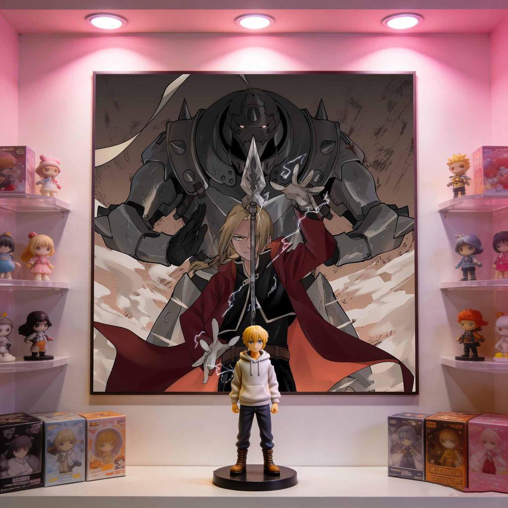 Edward Elric Casual Style Large Self-Adhesive Oil Canvas, Unframed HD Sunset Scenery from Fullmetal Alchemist