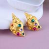 Summer Rhinestone Seashell Stud Earrings – Retro Court Style for Women