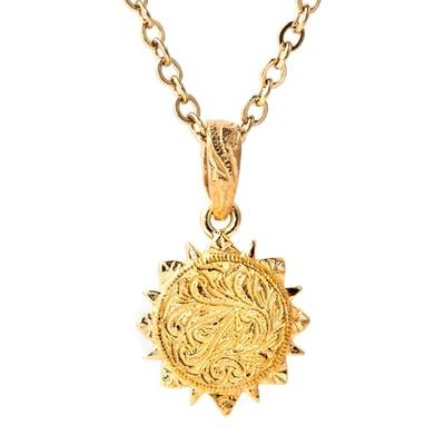 [Cisst Liber] Hawaiian Jewelry Necklace for Men, Sun Motif, Coin Sun, Hypoallergenic, Surgical Stainless Steel, Gold