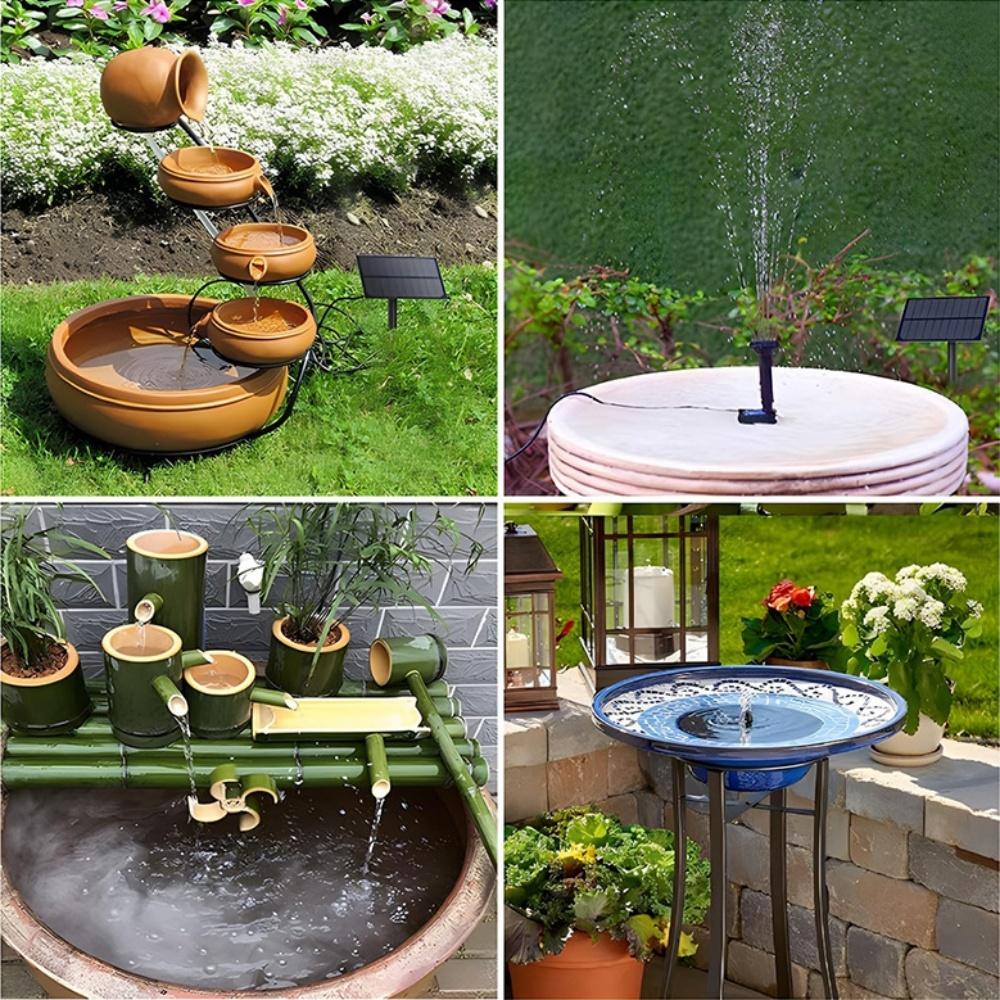 Solar Water Pump Adjustable Nozzles 1.5/2.5W Solar Panel Powered Fountain System for Indoor/Outdoor Ponds Gardens & Bird Baths
