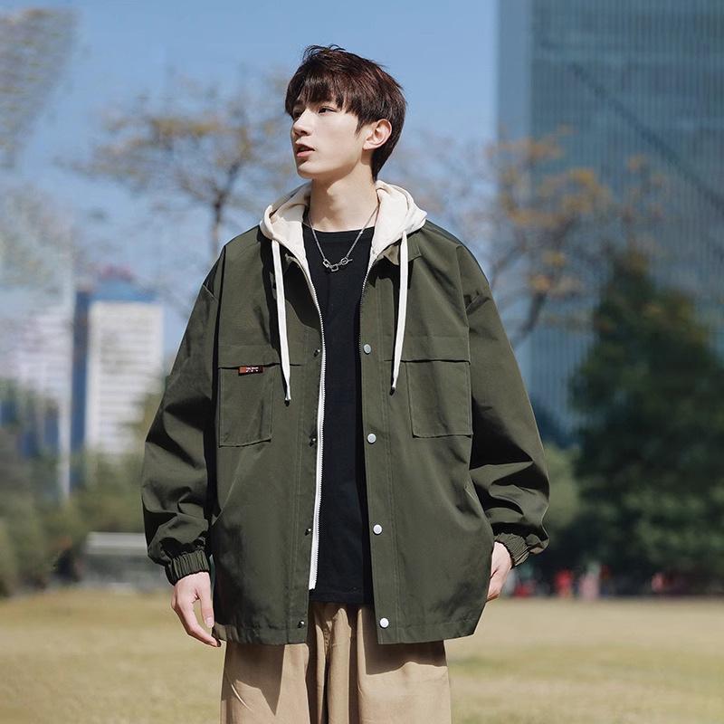 JSEN 2025 Unisex Hooded Mountaineering Jacket - Autumn Wear-Resistant Fake Two-Piece Outdoor Outerwear