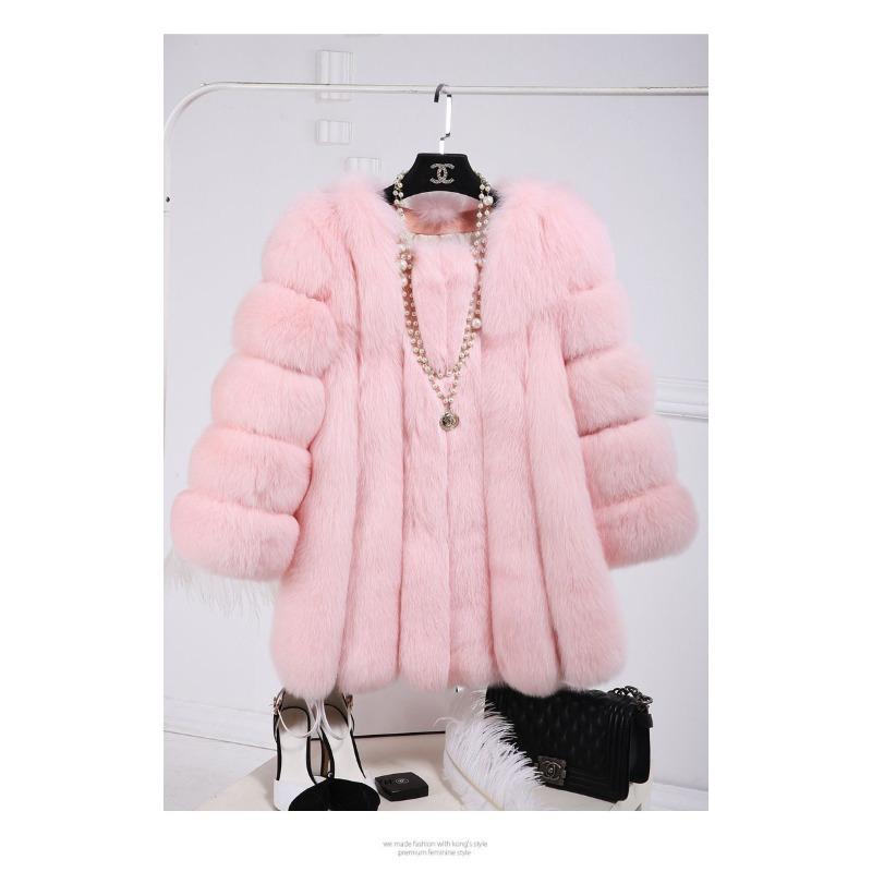 Neuer Imitations-Fuchspelzmantel Damenbekleidung mittel und lang Pelz Direktverkauf Pelz Damen
