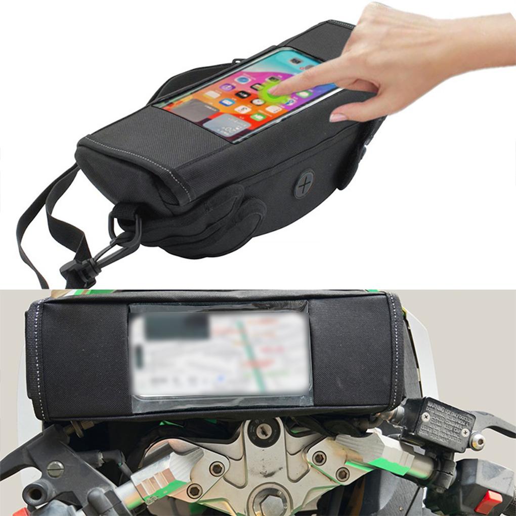 Motorcycle Handlebar Bag Prevent Moisture And Oil Stains Widely Compatible With Various Car Black 8 Inches