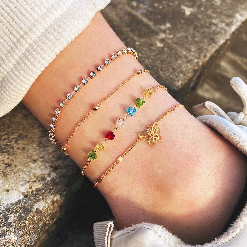 Bohemian Charm Anklet Set For Women Star Moon Ankle Bracelet On Leg Foot Chain Female Beach Jewelry
