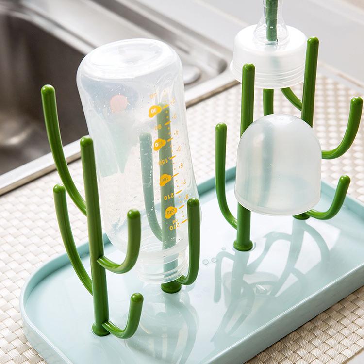 Multifunctional Cactus Baby Bottle Drying Rack - Detachable and Efficient Cup Drainer