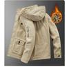Winter Men's Cotton Coat Plus Velvet and Thickened Coat, Work Jacket, Multi-pocket Hooded Top Coat
