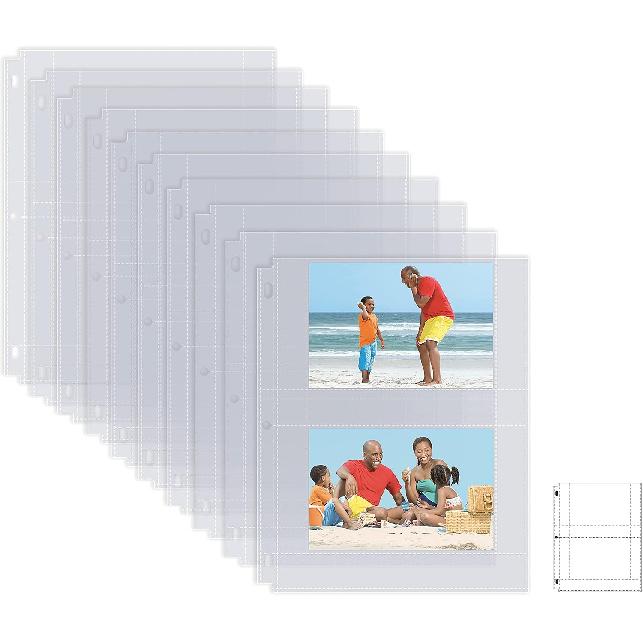Better Office Products Heavyweight 4 x 6 Inch Diamond Clear 3 Ring Binder Page Refills - 100 Total Photos, Each 2-Pocket Sheet Holds Up to 4 Photos