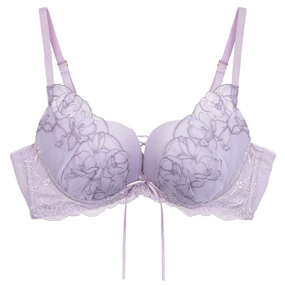 

Two Hatch Single Cleavage Enhances Side Molded Light B75 Lavender Bra, Bra, High-Back Shapewear, Comfortable, Non-Digging, Enhancement, Fat, Bra,
