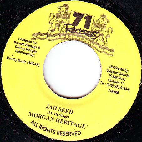 

7inch Record MORGAN HERITAGE Jah Seed 71R008 71 Records 2000 Jamaica Reggae Ska Dub Used