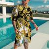 Summer New Men's 3D Printed Luxury Gold Pattern Fashion Casual Sportswear Short Sleeve T-shirt Set Men's T-shirt Two Piece Set