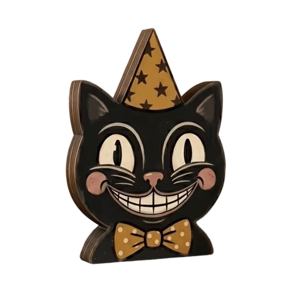 Vintage Wooden Halloween Tabletop Decor - Creative Funny Party Decoration for Home