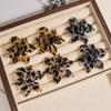 Leopard Print Acrylic Flower Stud Earrings Retro Exaggerated Temperament Earrings Fashion Light Luxury High Sense Earrings