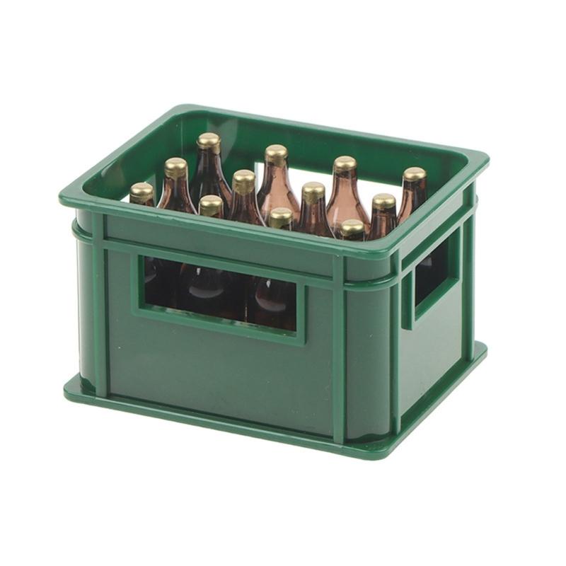 1/12 Scale Dollhouses Miniature Beer Bottle with Crate Life Like Beer Box Model Project Accessory for Model Collectors