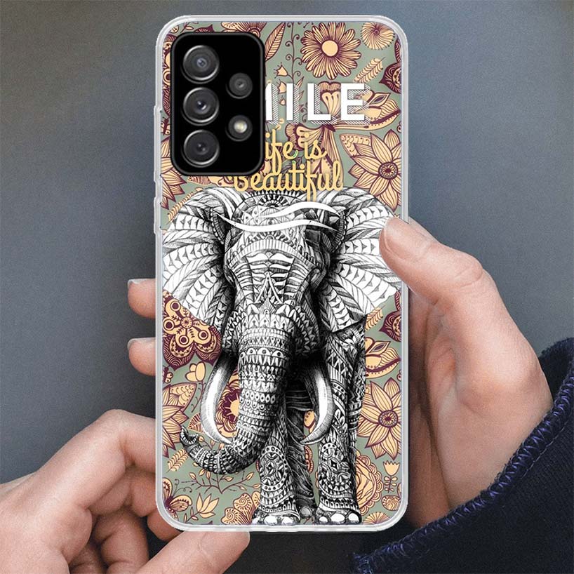 Elephant Mandala Aztec Phone Case For Samsung Galaxy A17 A16 A56 A15 A55 A14 A54 A13 A53 A36 A35 A34 A33 A26 A25 A24 A23 A05S A0