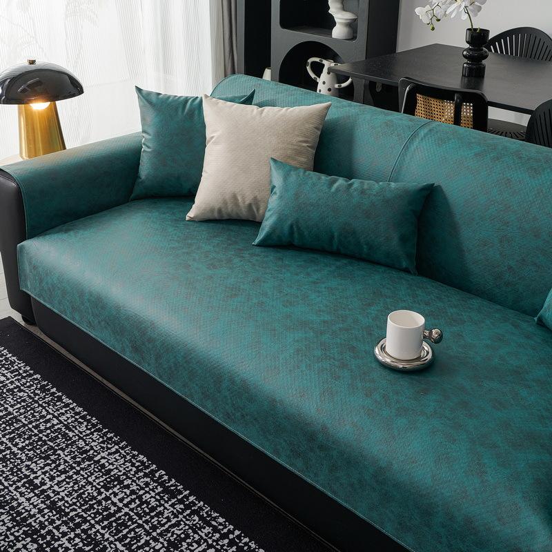 Solid Simplized Soft Leather Sofa Cover for Living Room NonSlip Sofa Cushion Cover Four Seasons Universal Couch Protector Covers