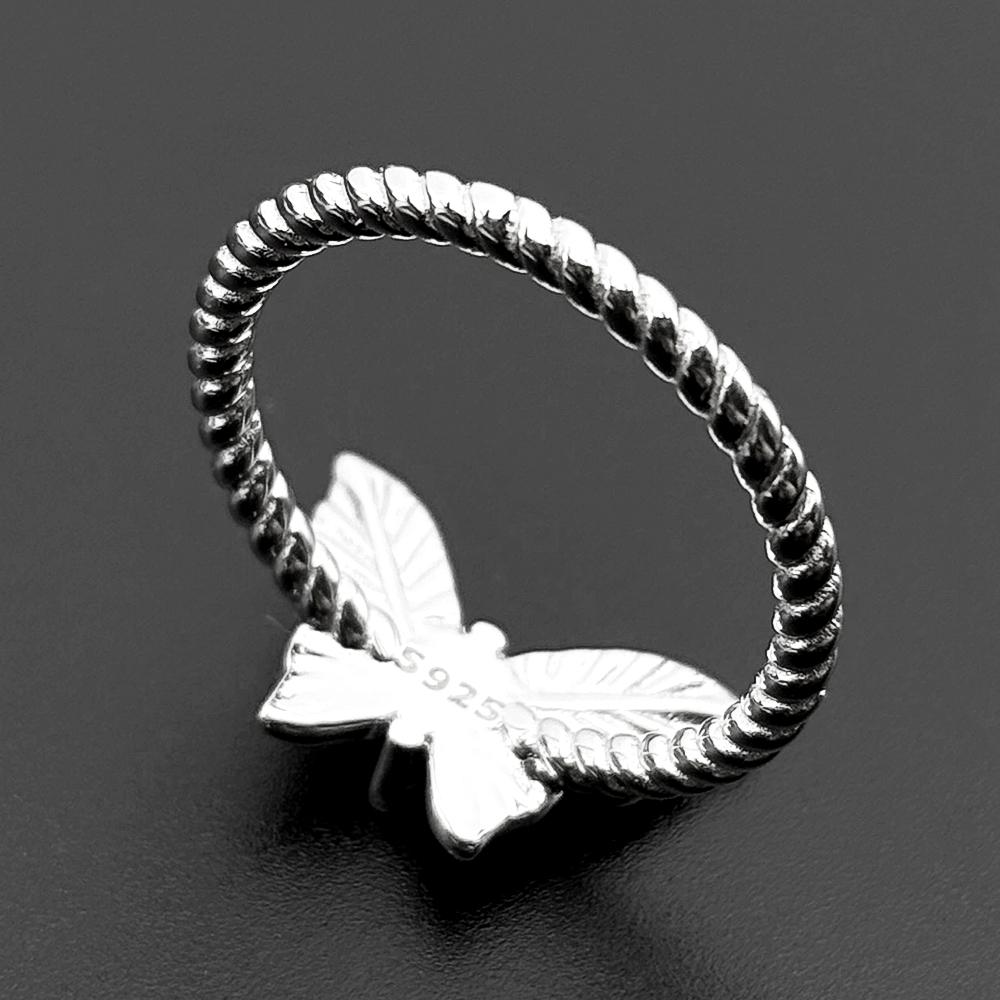 925 Sterling Silver Butterfly Ring For Women Wedding Luxurious Exquisite Crystal Female Elegant Anniversary Finger Jewelry Gifts