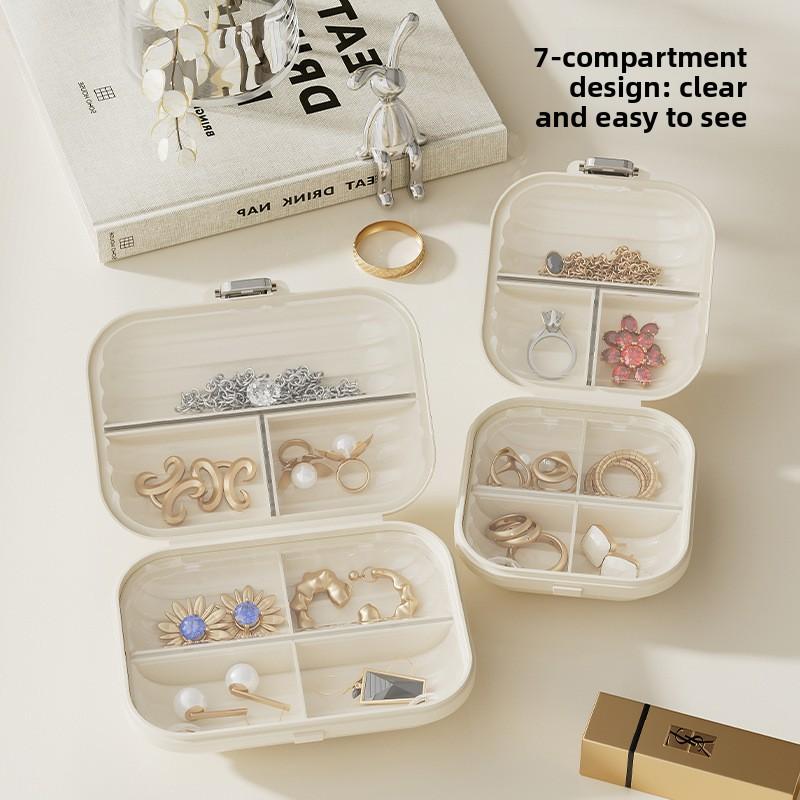 Divided portable jewelry box for travel, double-layer sealed moisture-proof pill storage box