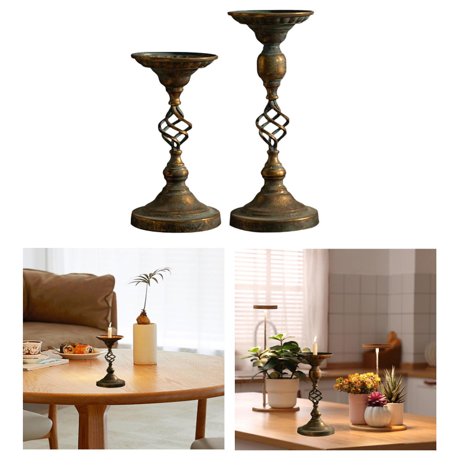 

Metal Candle Holder Retro Vintage Candle Stand Candlestick Holder for Banquet Living Room Dining Table Fireplace Tabletop 12 inch Height