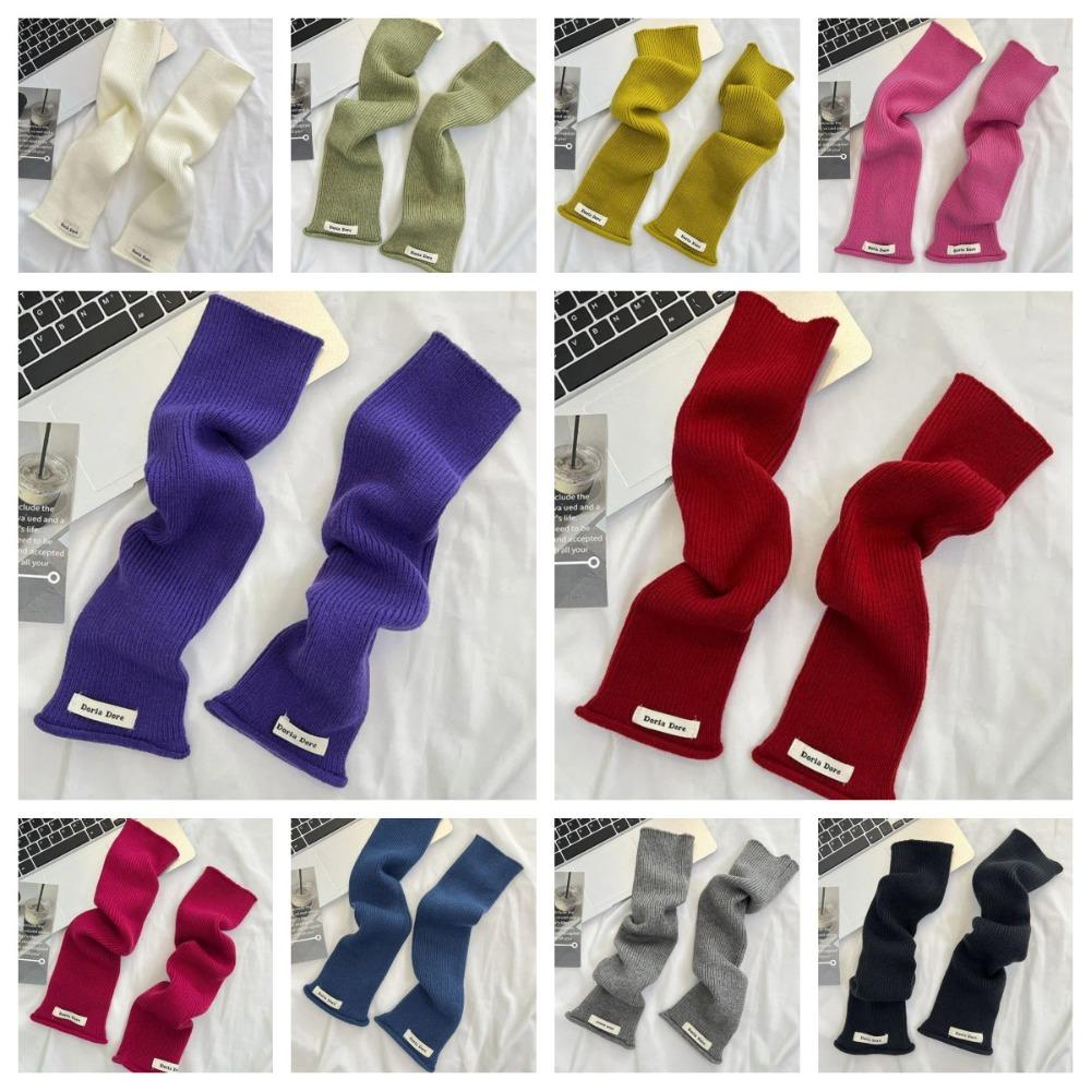 Solid Color Woolen Arm Gloves Hole Long Fingerless Sleeves Long Wrist Guard Warm Arm Covers  Girls