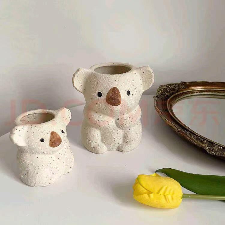 Cute Koala Retro Resin Flower Pot - Succulent Bonsai Holder & Makeup Storage Vase