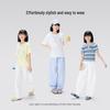 Girl's Rivet Detail Curved Leg Cotton Casual Pants