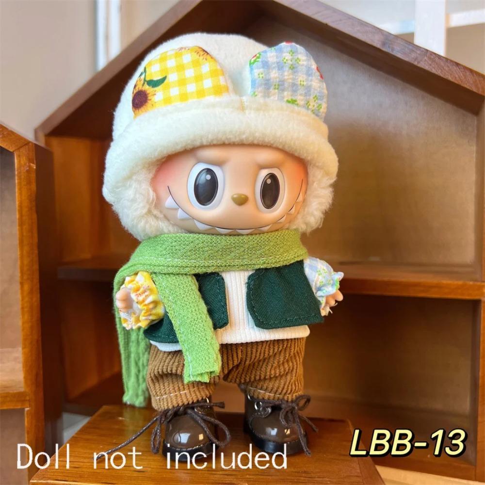 Only Clothes For 15-17CM Labubu Mini Accessories Clothes Clothing Dolls Set Sitting Party Scarf Hat Bag Cute Decoration Gift