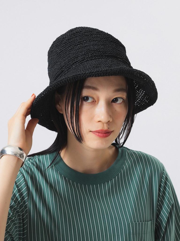 Beams Boy Abaca Crochet Hat, Women's, Black, One Size