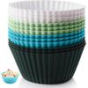 Silicone Baking Muffin Cups 12 Pack,Food-Grade Non-Stick Muffin & Cupcake Liners,Wrapper Cups Holders for Muff, Cupcakes, and Candies Standard Size