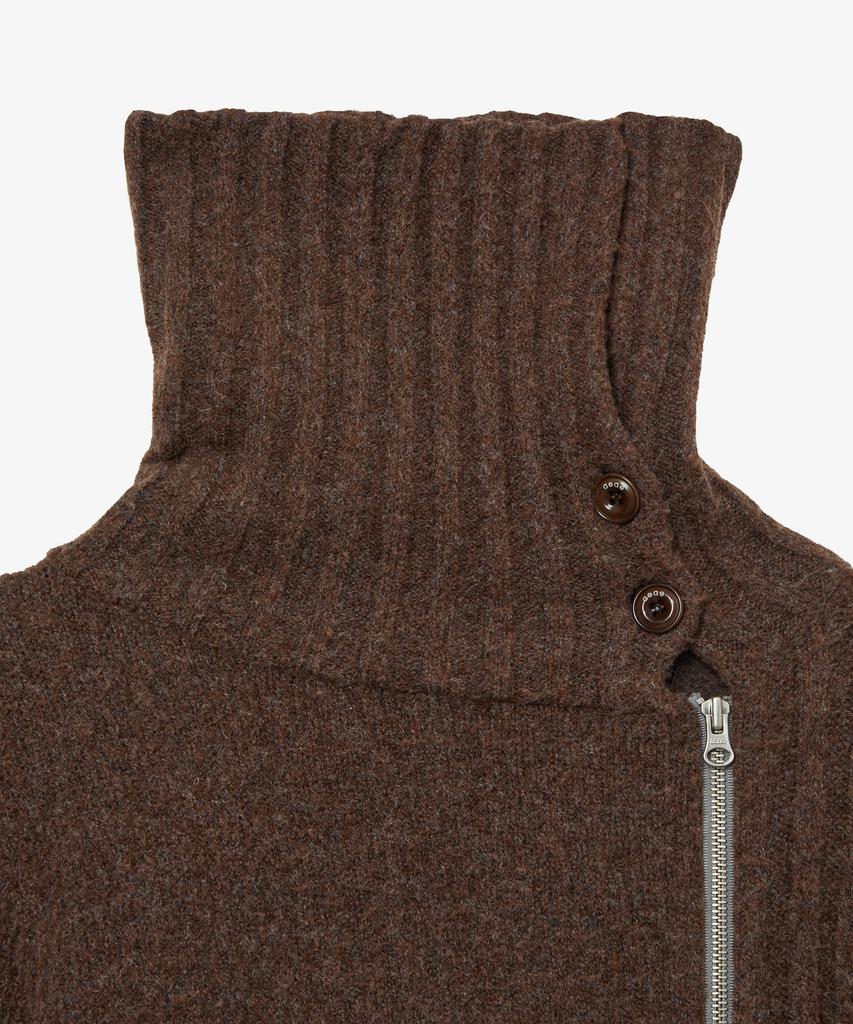 AEAE High Neck Knit Zip Up [Brown]