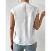 Elegant Summer Fashion Sleeveless Loose Women Blouses Loose Base Casual Shirts for Women Tops Solid Stand Collar Slim Simple Office Ladies Shirt 3437
