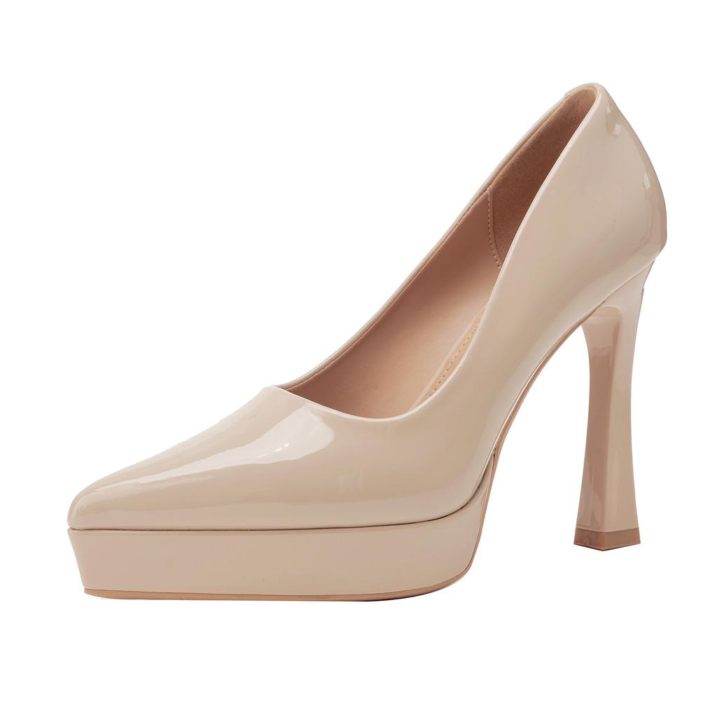 Waterproof Table Is Not Tired of Feet, Super High Heels 2026 Spring Temperament Pointed Head Thin Heel Patent Leather Sexy Shallow Mouth Single Shoes