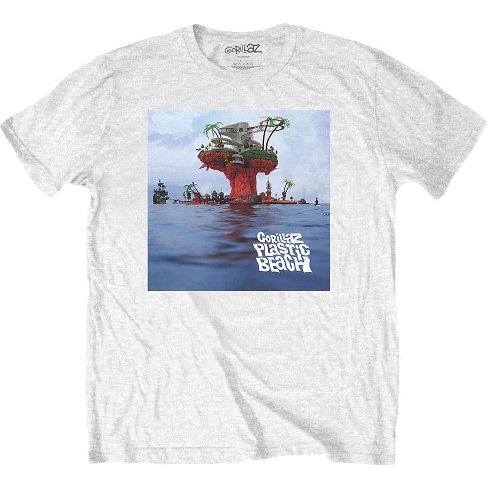 Men s Gorillaz Plastic Beach Slim Fit T-shirt Small White XXXXL