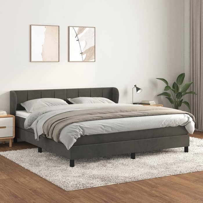 Maison Exclusive - Sommier à lattes de lit et matelas Gris foncé 180x200cm Velours