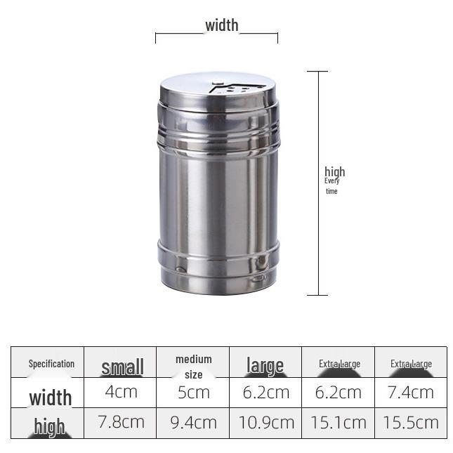 Non-Magnetic Stainless Steel Kitchen Shaker: Salt, Pepper, Cumin, BBQ Seasoning, Toothpick Holder