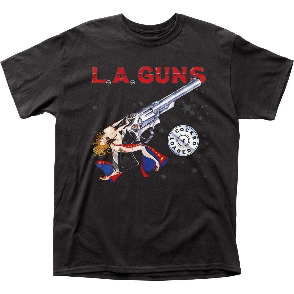 L.A. Guns Cocked and Loaded Mens T T-Shirt Music Classic Rock Band Tee New Black M