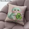 Lucky Clover Cute Cat Throw Pillow Covers Pattern Cushion Cover Suitable For Sofa Bedroom Car Pillow Cover