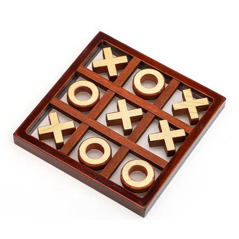 Wooden Tic Tac Toe Board Game Puzzle Toys for Party Family Fun Entertainment Parent Child Interaction Chess Best Gifts