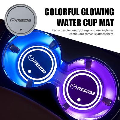 For Mazda Car Luminous Water Coaster Colorful Atmosphere Light Cup Mat MX5 RX8 Axela Demio Atenza MS GJI GH BK MP 5 CX3 CX5
