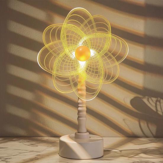 Acrylic Flower Shape LED Lamp, Decorative Cordless Table Light with Warm Light for Home, Office, Study Room, Bedside