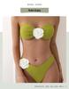 2024 Sexy Solid Color Halter Bandeau Two-Way Flower Bikini Swimsuit for Women
