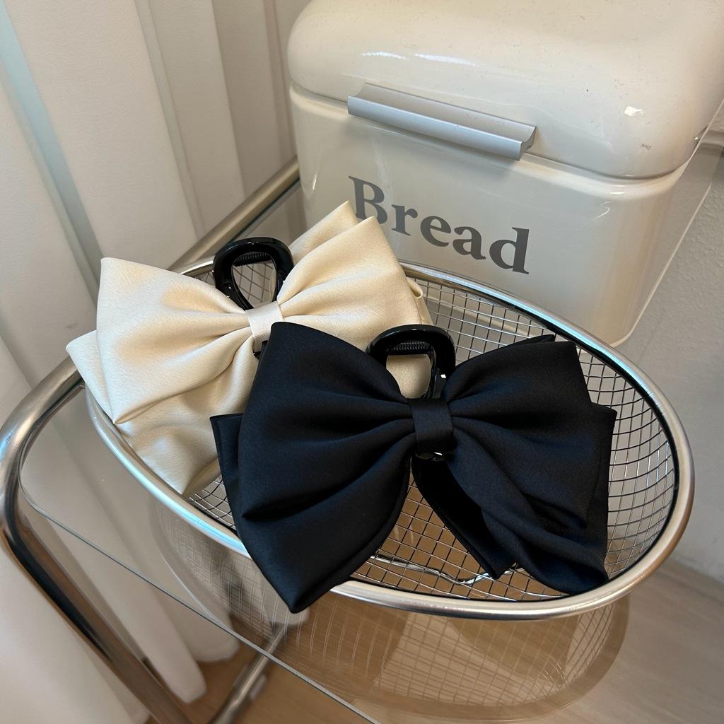 Large Double sided Bow Clasp Clip Korean Fashion Hair Crab  Satin  Hair Shark Clip Back Head Spoon Hair Clip