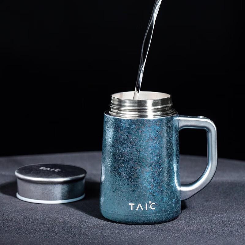 TAIC TBGB-T450 Pure Titanium Insulated Tea Mug with Handle and Filter, 450ml