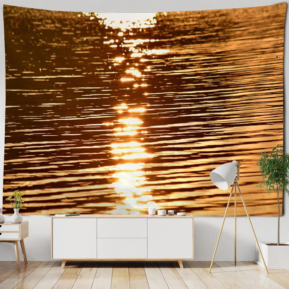 VIKAMA Sparkling Ocean Beach Tapestry Wall Hanging Waterproof Outdoor Picnic Mat Bedroom Living Room Wall Decor